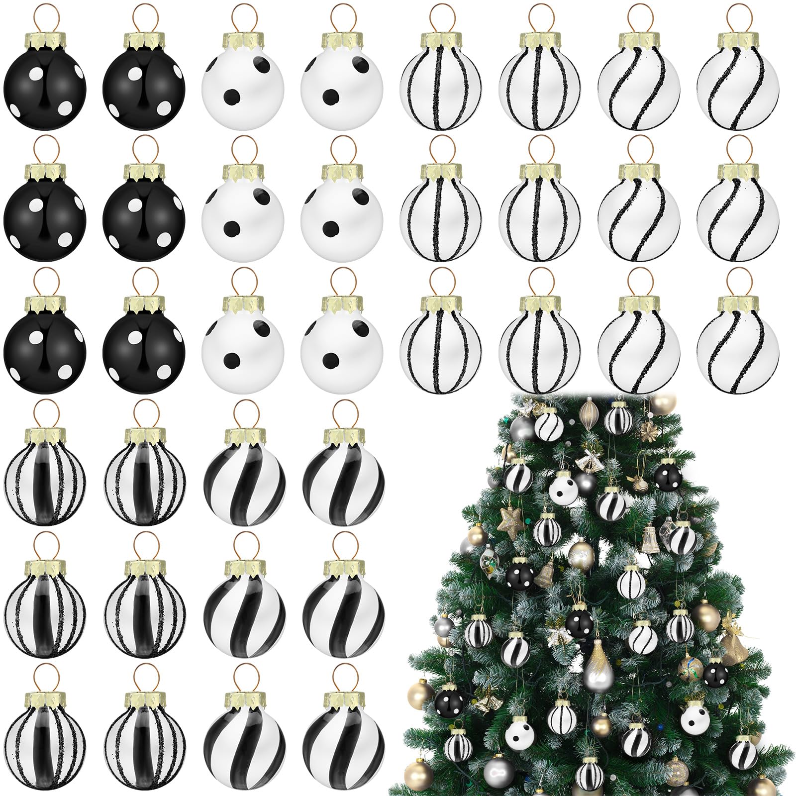 Amazon.com: Zhanmai 36 Pcs Black and White Mini Christmas Ball